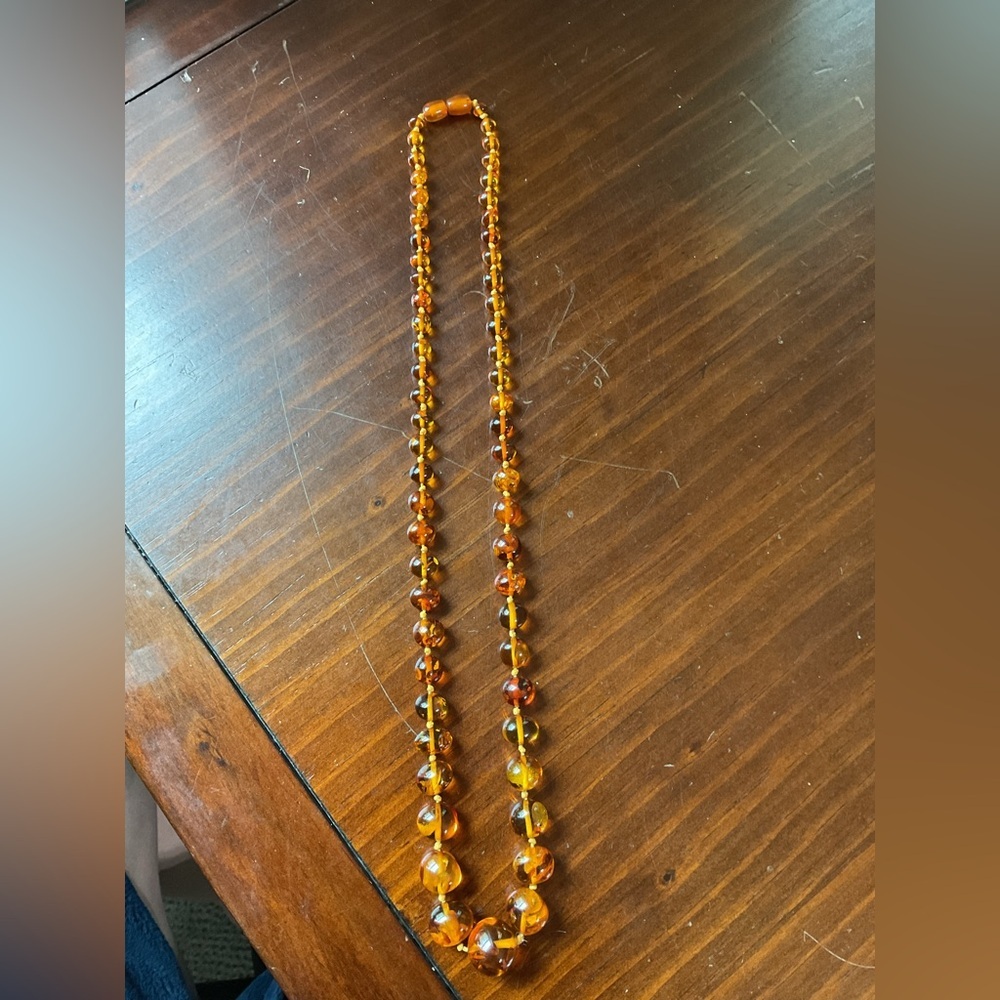 Vintage Long Baltic Amber Cognac Graduated Bead Necklace 29” - Picture 7 of 14